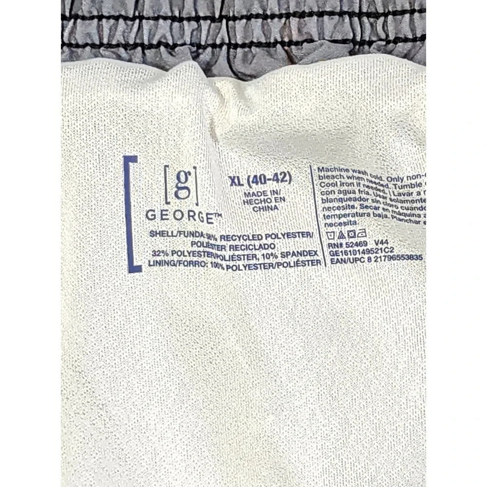 George Board Shorts Mens XL Grey Striped Colorblock Swim Trunks Casual‎
